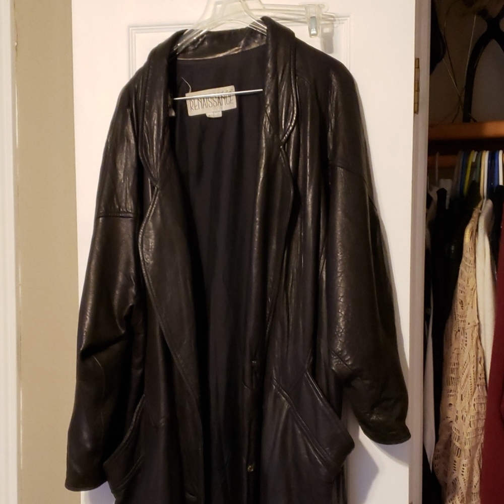 Vintage long women's leather coat